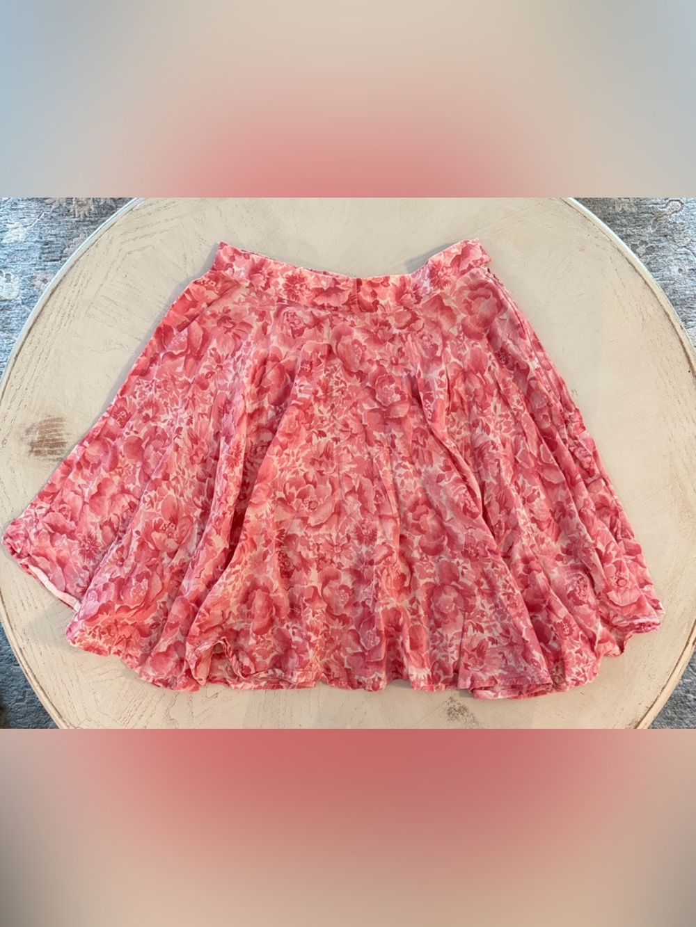 Floral Pink Swing Skirt Lightweight A-Line Handmade